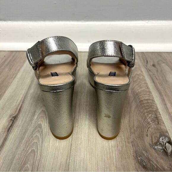 Stuart Weitzman Heels Women’s 5 Jerry Silver Leather Platform Sandals - Picture 3 of 6